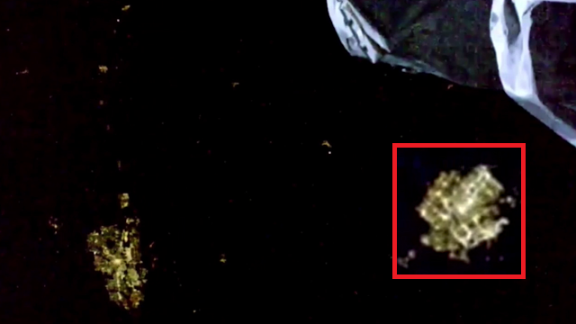 Golden UFOs filmed by the International Space Station