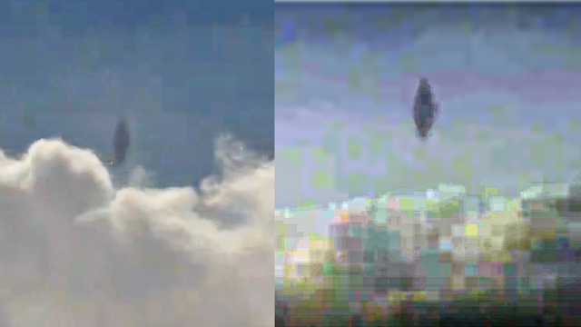 Two cylindrical UFOs over Mount Asama, Japan