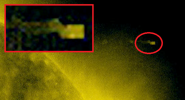A square UFO filmed by SOHO near the sun