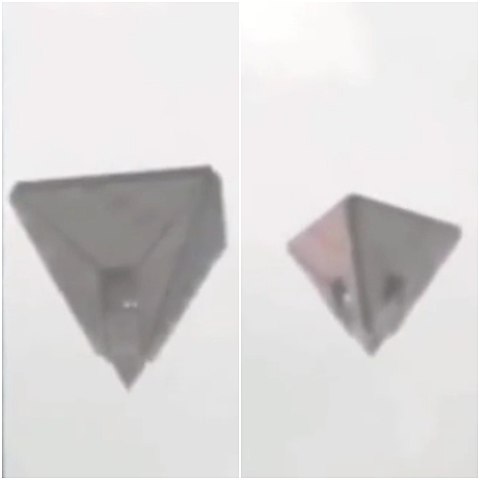 A strange pyramid-shaped UFO